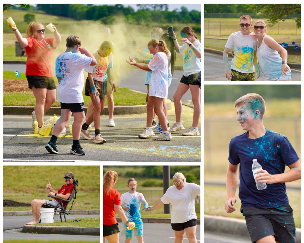 This is a photo collage of participants in the RBMS Color the Bud Color Run. 