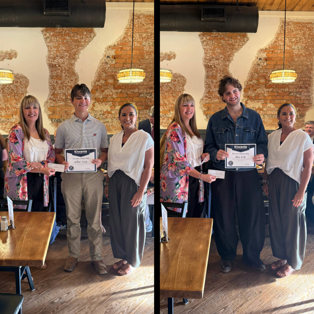 Students recognized for scholarship with two Kiwanis representatives