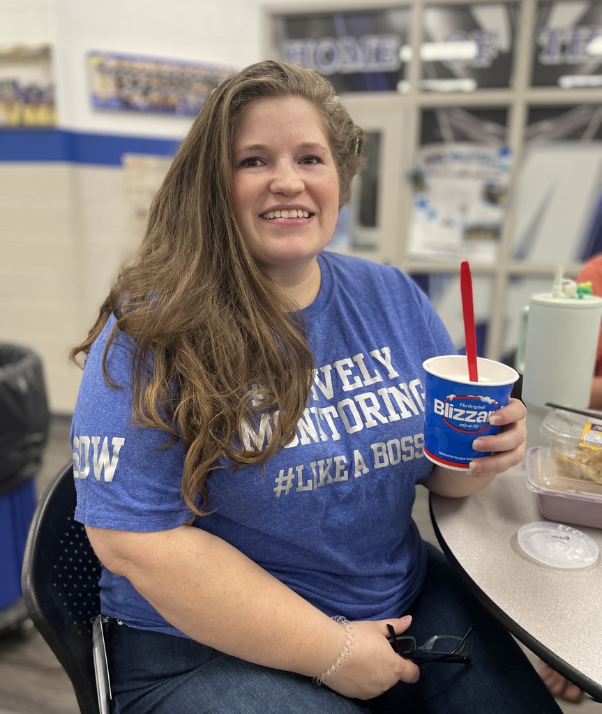 Savannah Wyatt eating a DQ blizzard during Teacher Appreciation Week