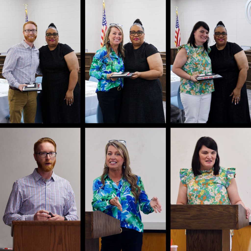 Aspiring Leaders graduates presenting and accepting their certificate from Dr. Jones