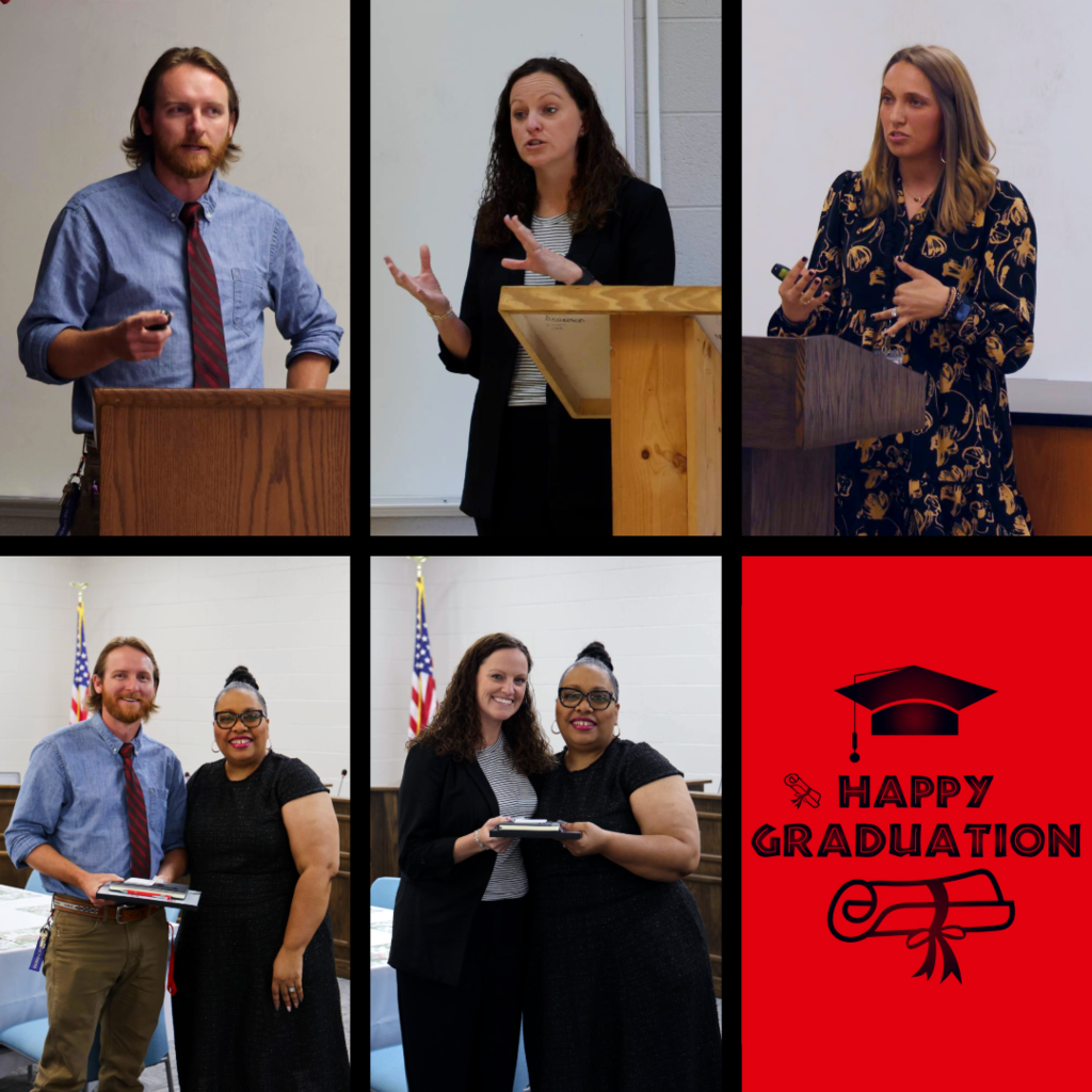 Aspiring Leaders graduates presenting and accepting their certificate from Dr. Jones