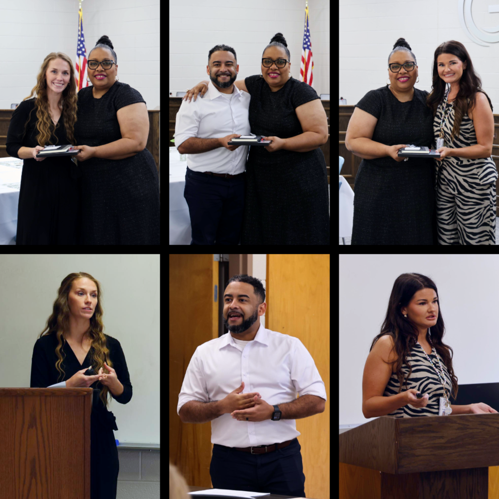 Aspiring Leaders graduates presenting and accepting their certificate from Dr. Jones
