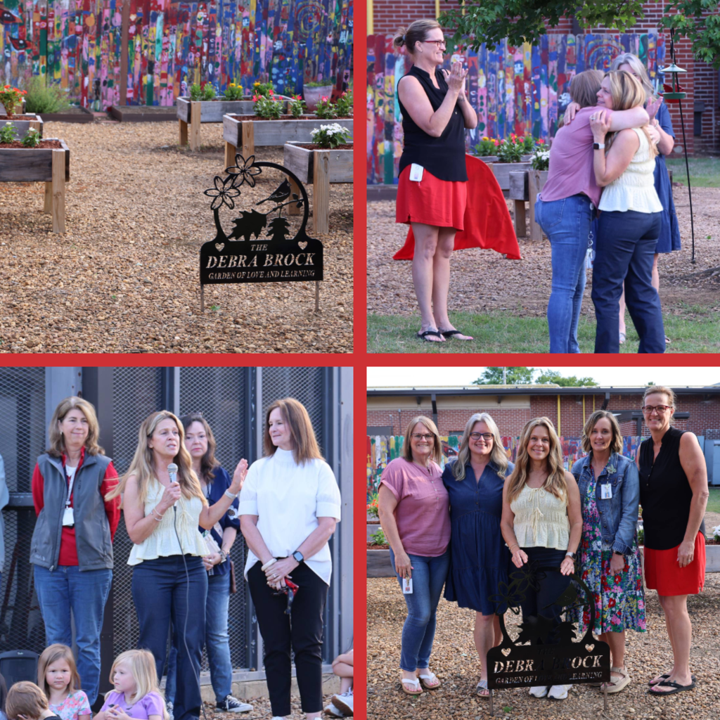 A collage of the Red Bud Elementary garden and educators 