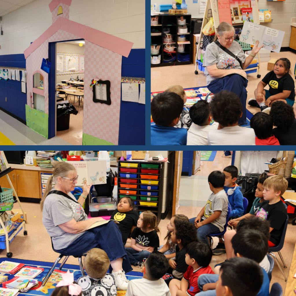 Mrs. Pierce reading to kindergarten students