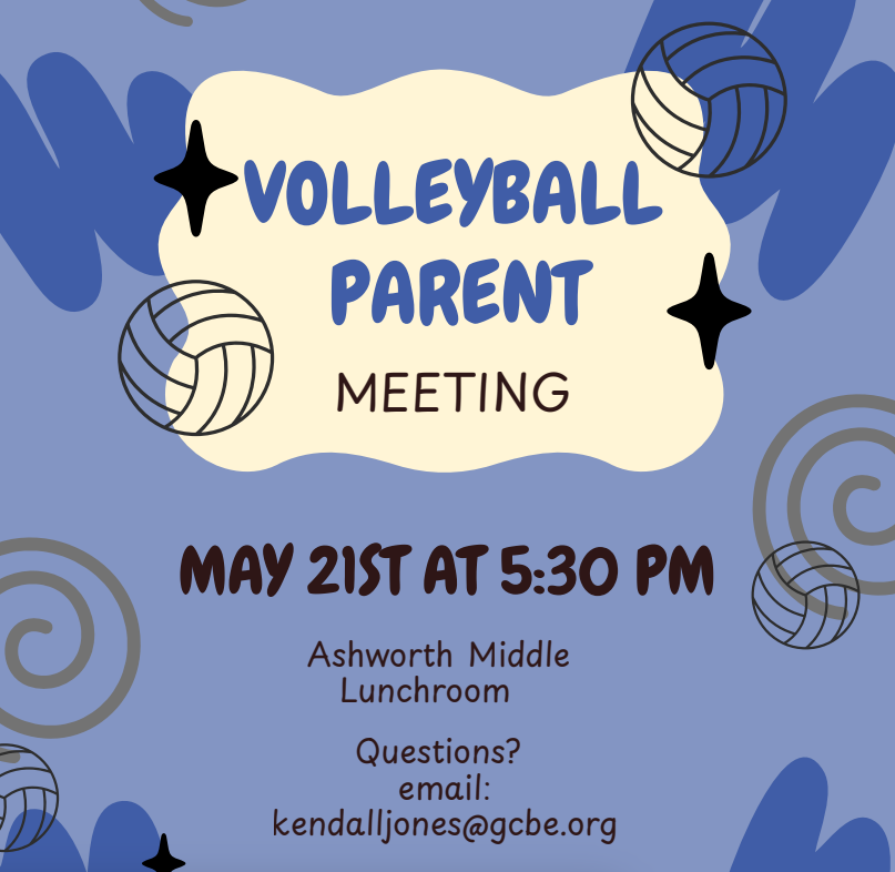 Volleyball Parent Meeting May 21 @ 5:30 p.m in the AMS cafeteria