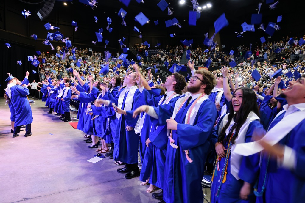 Gordon Central High School Graduating Class of 2026 ceremony, tossing of the cap