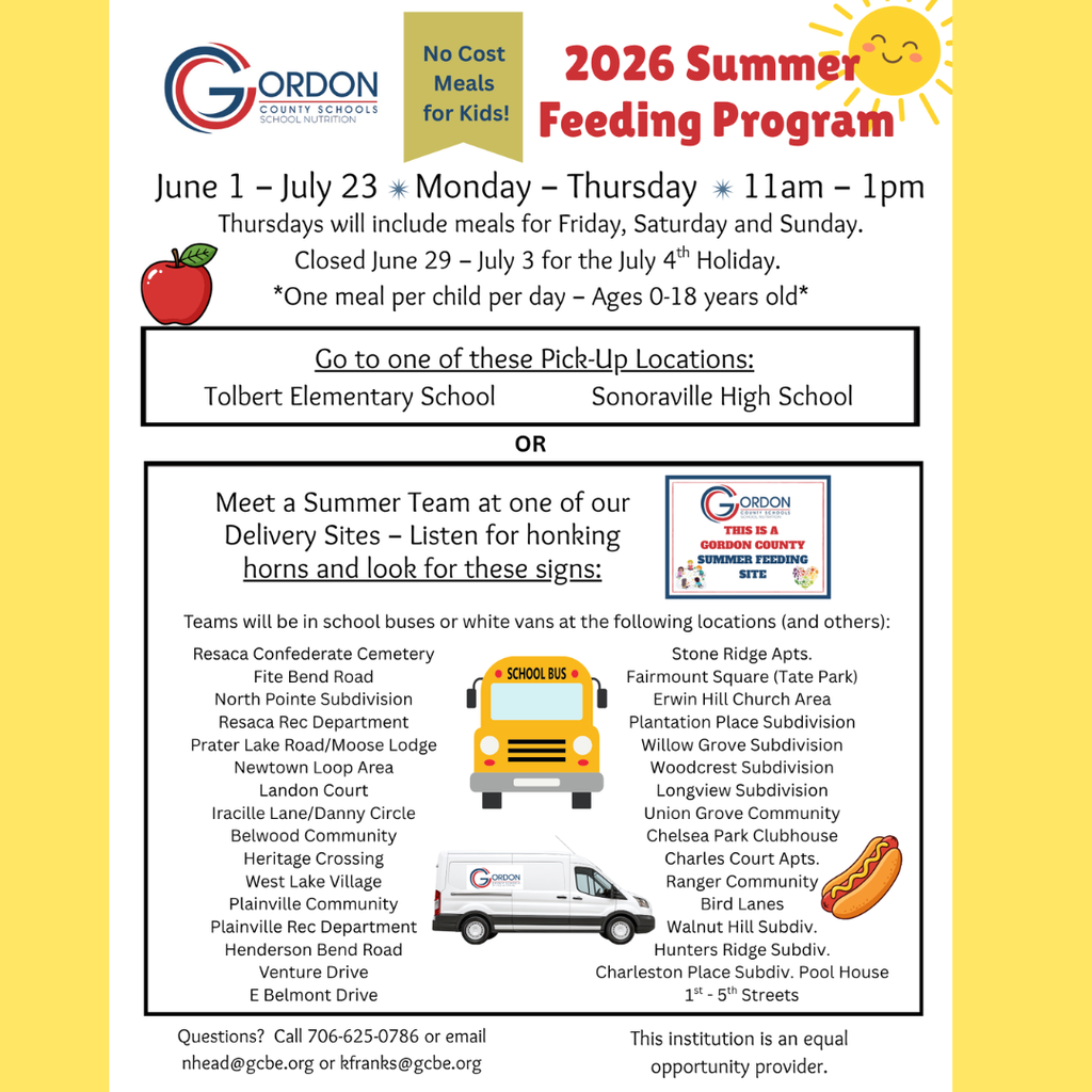 Gordon County Summer Feeding Flyer in English