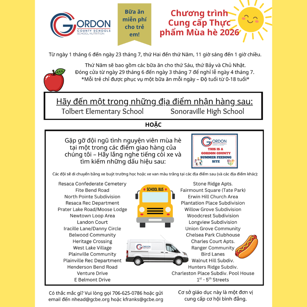 Gordon County Summer Feeding Flyer in Vietnamese