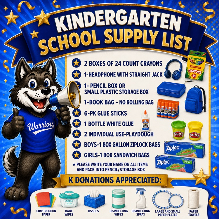 Kindergarten School Supply List