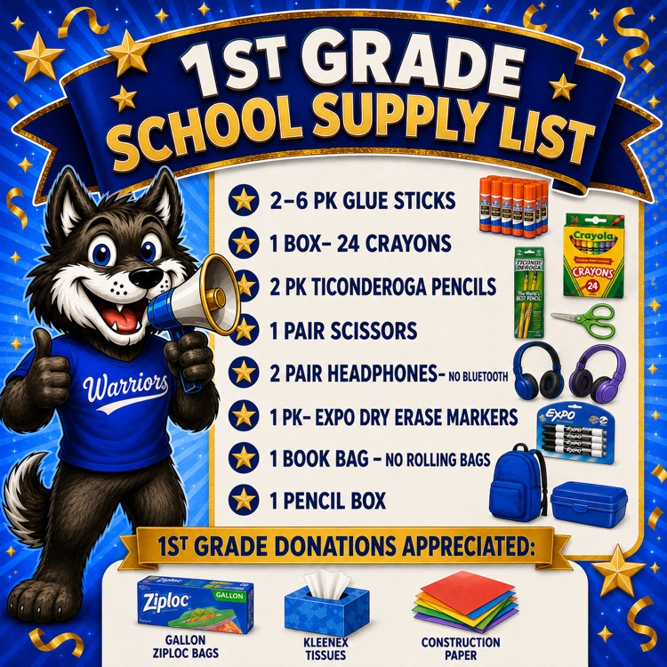 1st Grade School Supply List