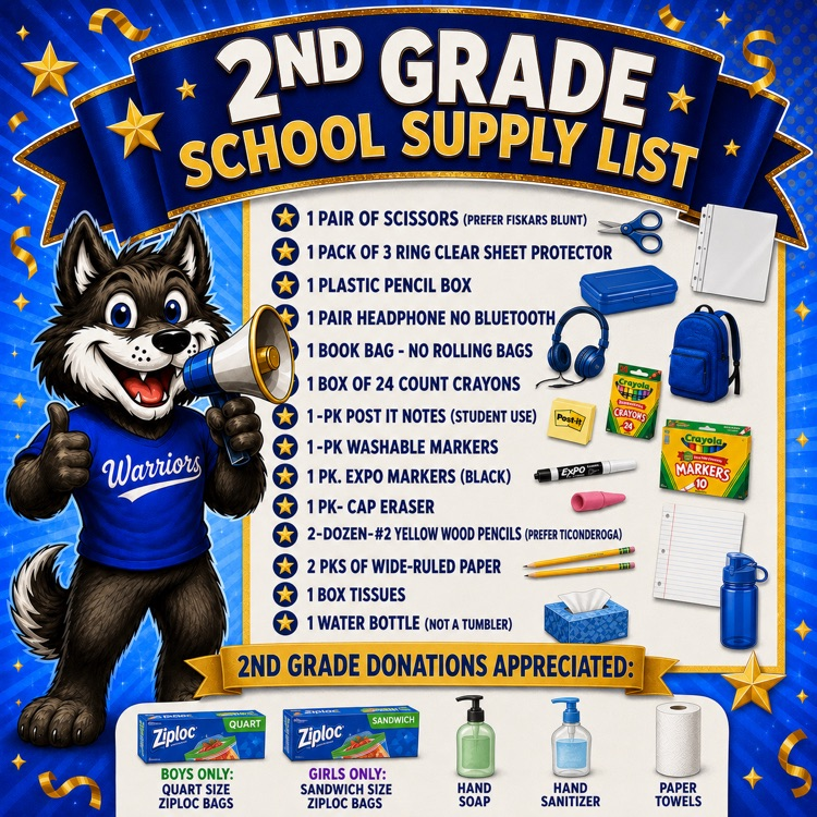 2nd Grade School Supply List