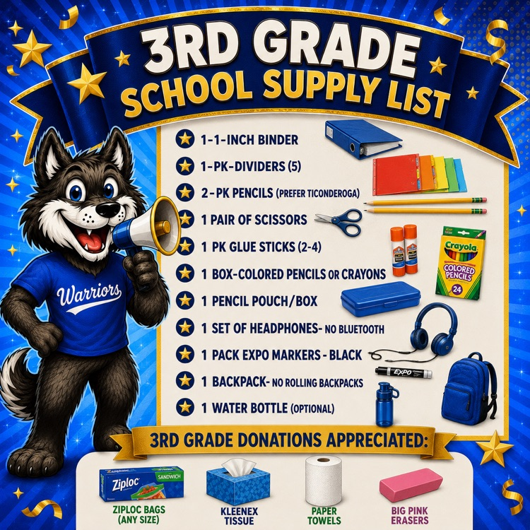 3rd Grade School Supply List