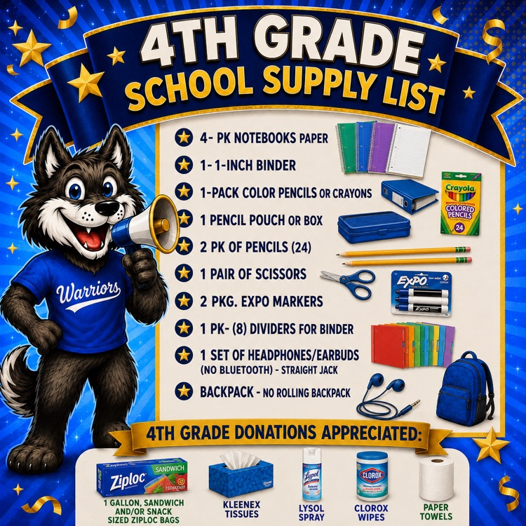 4th Grade School Supply List