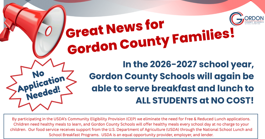 Flyer about free meals for students in 2026-2027 school year