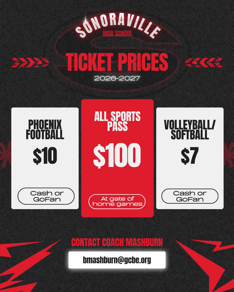 2026-2027 Sport Ticket Prices. Football: $10 Volleyball/Softball: $7. An all sports pass can be purchased for $100. For more information, contact Coach Mashburn at bmashburn@gcbe.org