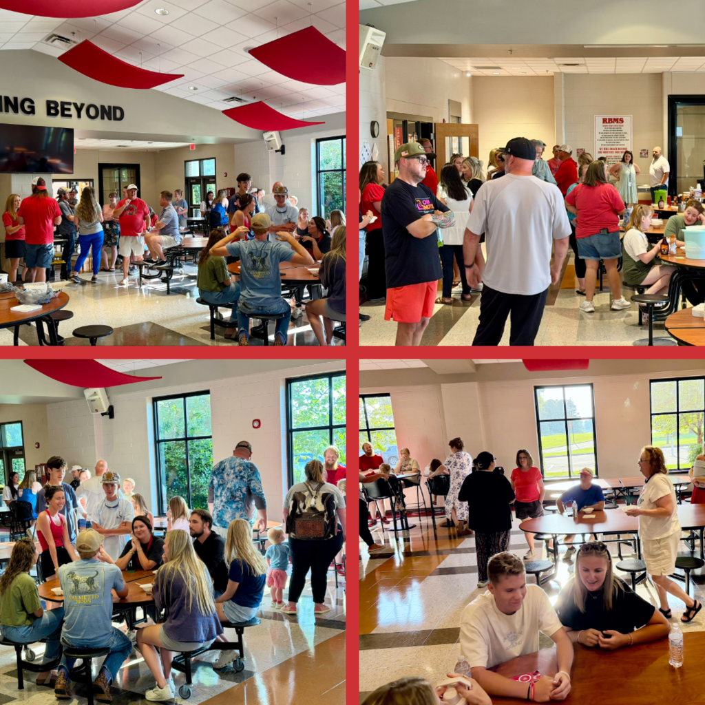 Families celebrating an ice cream social for the faculty and staff