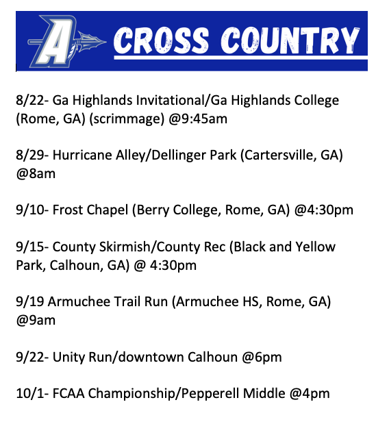 2026-27 Cross Country Schedule