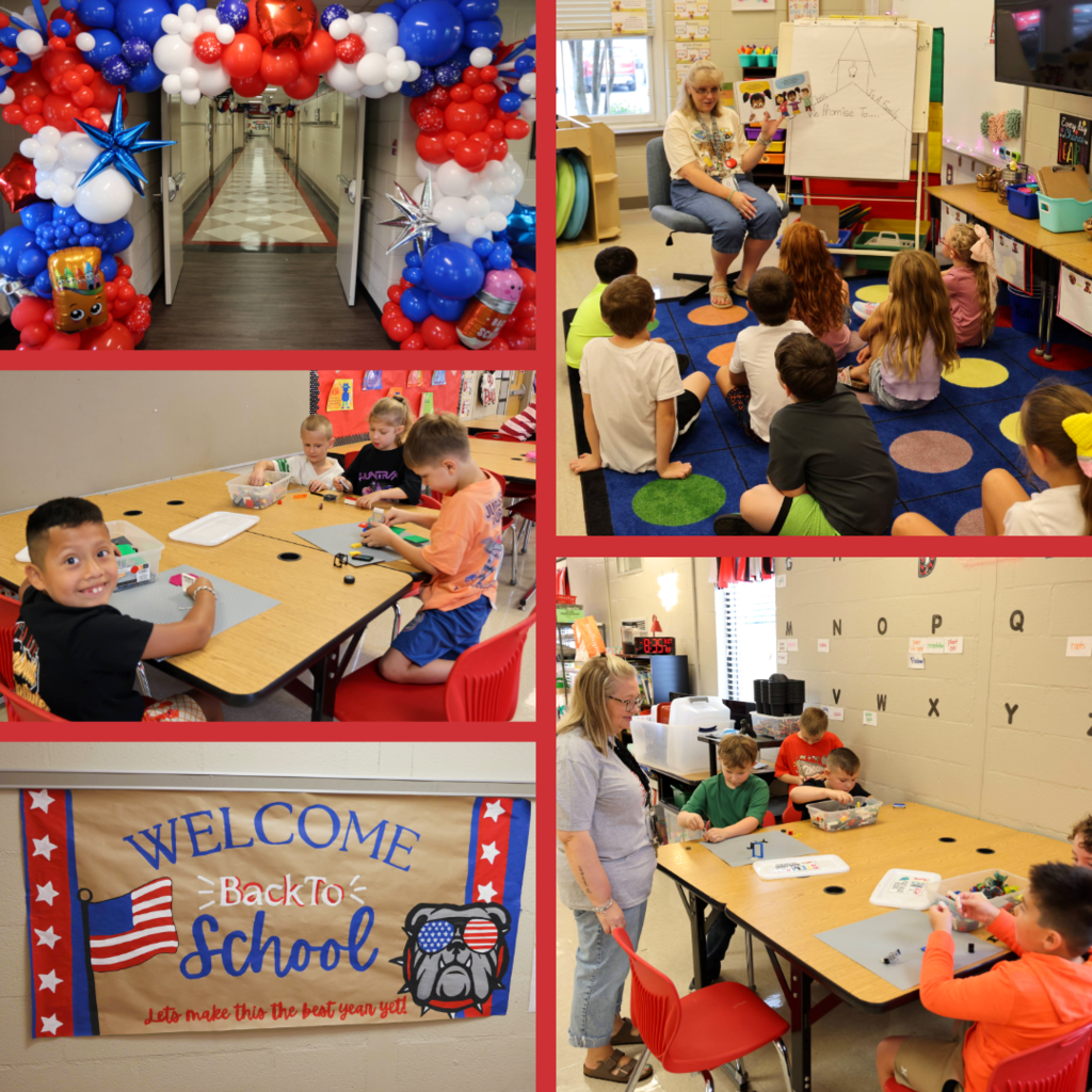 A collage of students and educators on the first day of school.