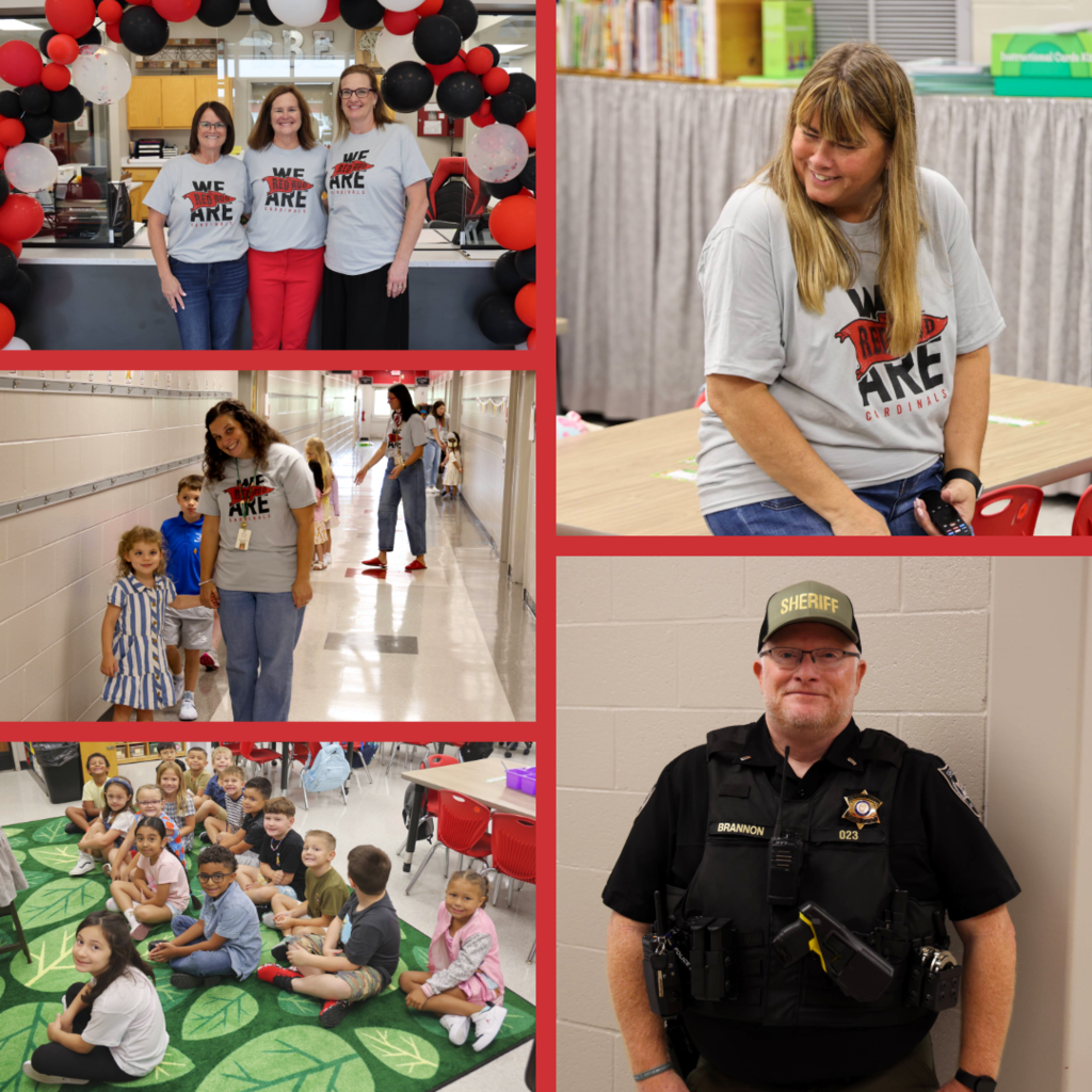 A collage of students and educators on the first day of school.