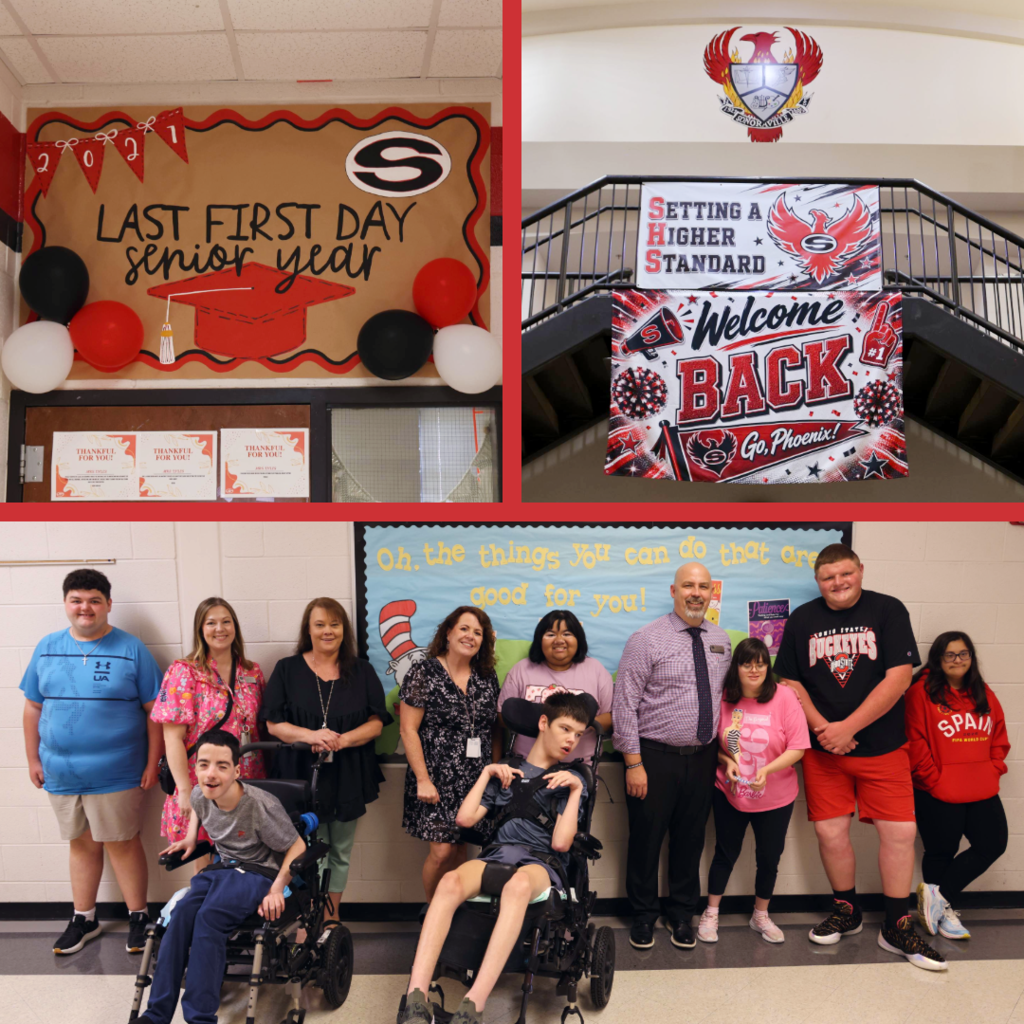 A collage of students and educators on the first day of school.