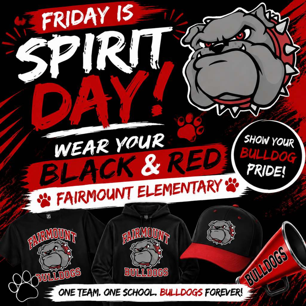 Friday is spirit day. wear red and black