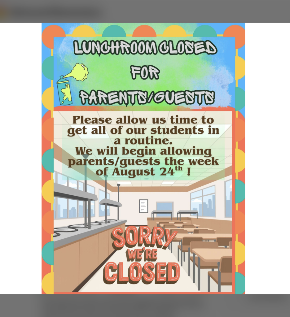 Lunchroom is closed for visitors until August 24, 2026.