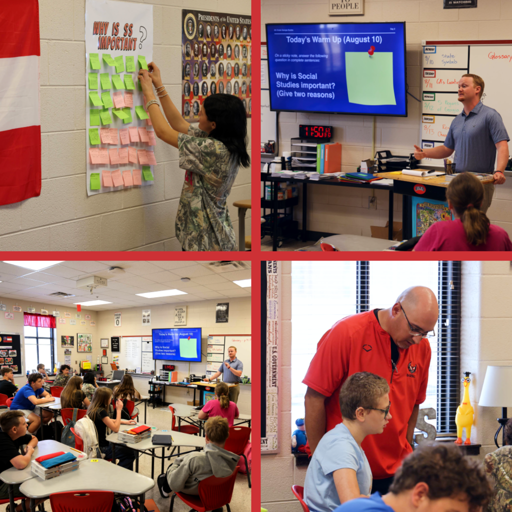 Mr. Robbins teaching social studies to 8th grade students