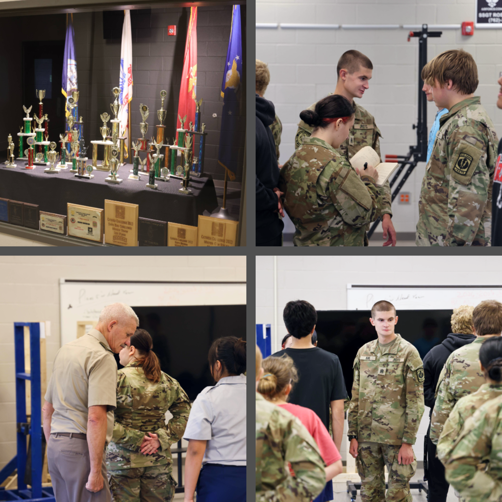 JROTC students going through a uniform inspection