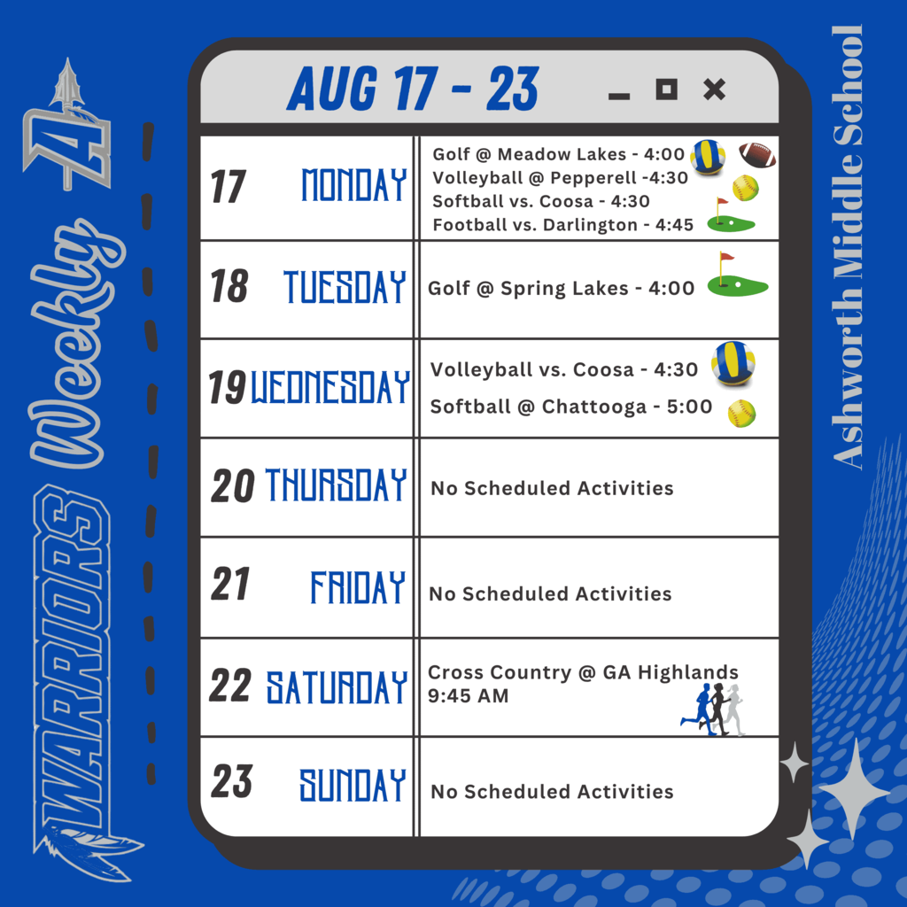 AMS Weekly Events: 8/17 - 8/23