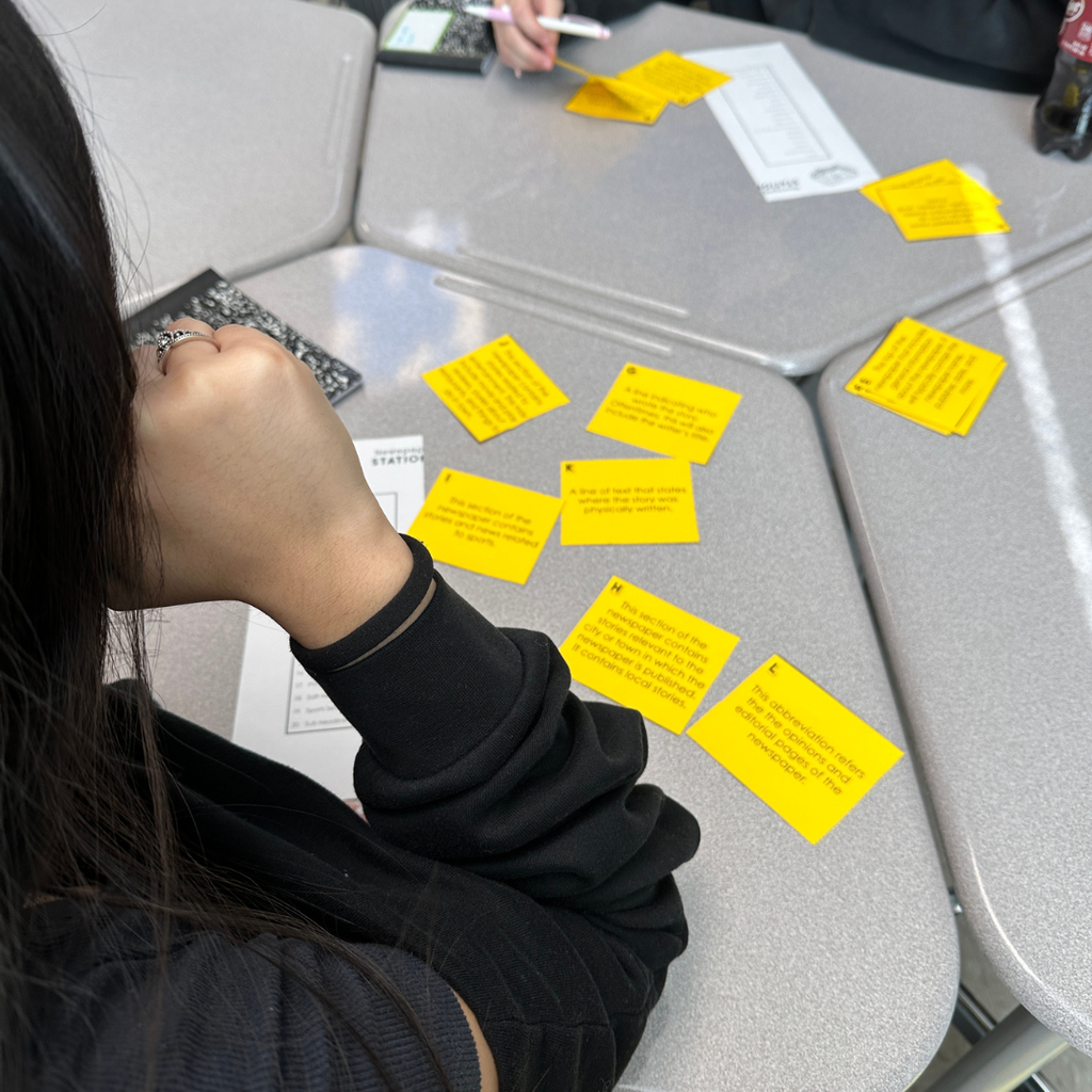 Mrs. Rainwater's Journalism class working on journalism and newspaper terminology