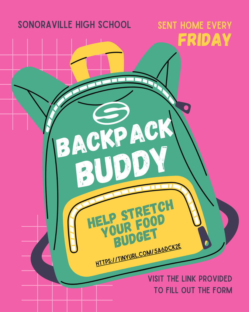 Backpack buddy program is provided to help stretch families food budget. Shelf stable snacks are donated by local churches and sent home with your child every Friday. If interested, please fill out the form: https://tinyurl.com/5a6dck2e