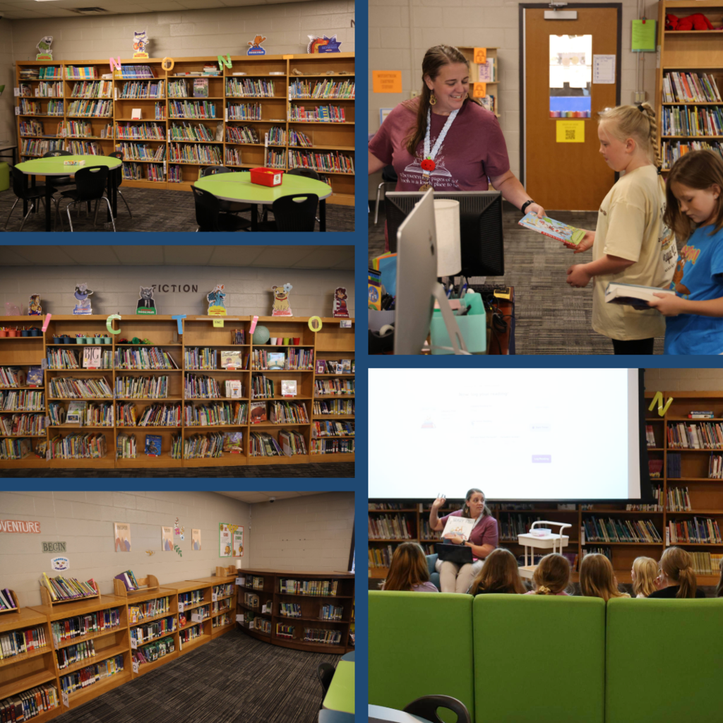 Tolbert Elementary media center where students were learning about Beanstack