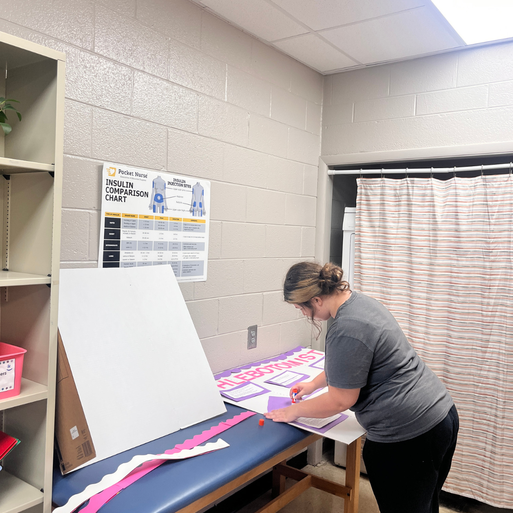 Mrs. Lee's Intro to Healthcare class working on research projects about healthcare professionals