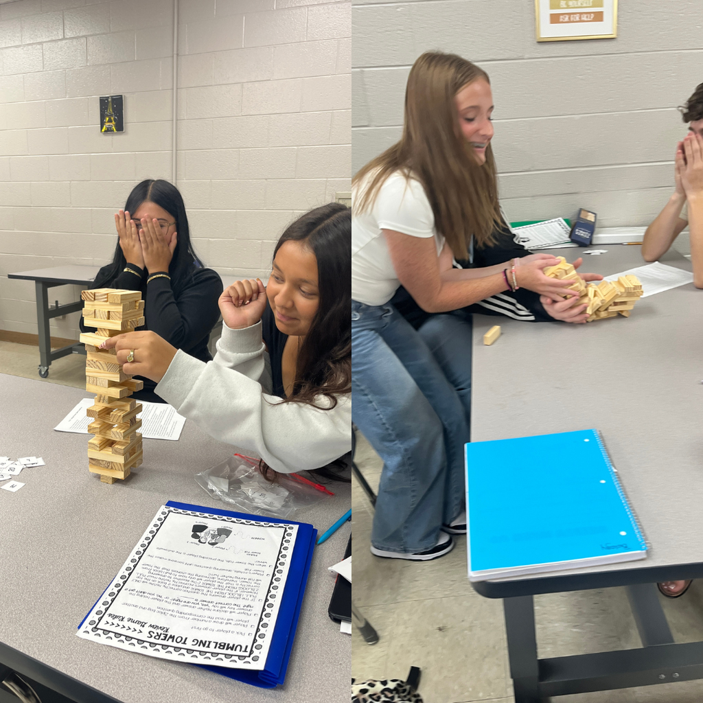 During "Unplugged Wednesday," students in Mrs. Watts' Biology classes rotated between an enzymes lab in which they tested how varying amounts of substrate affect reaction rate and a Jenga review game in which they answered review questions for a unit test.