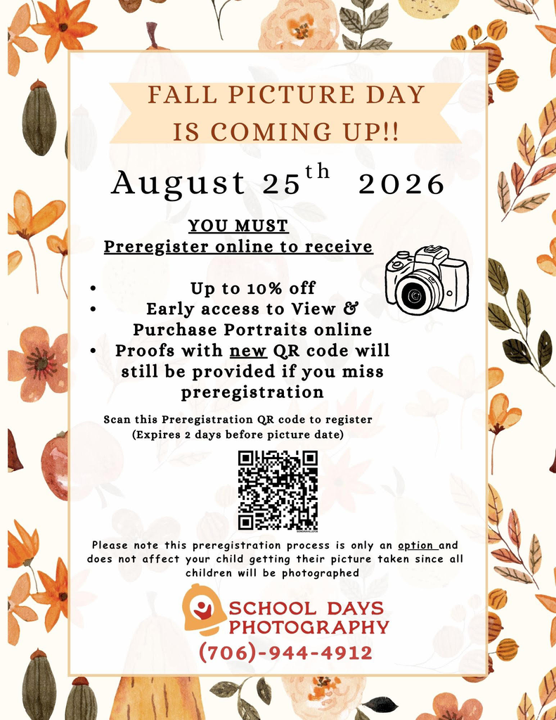 Flyer with QR code in the bottom center of page that allows you to purchase school pictures
