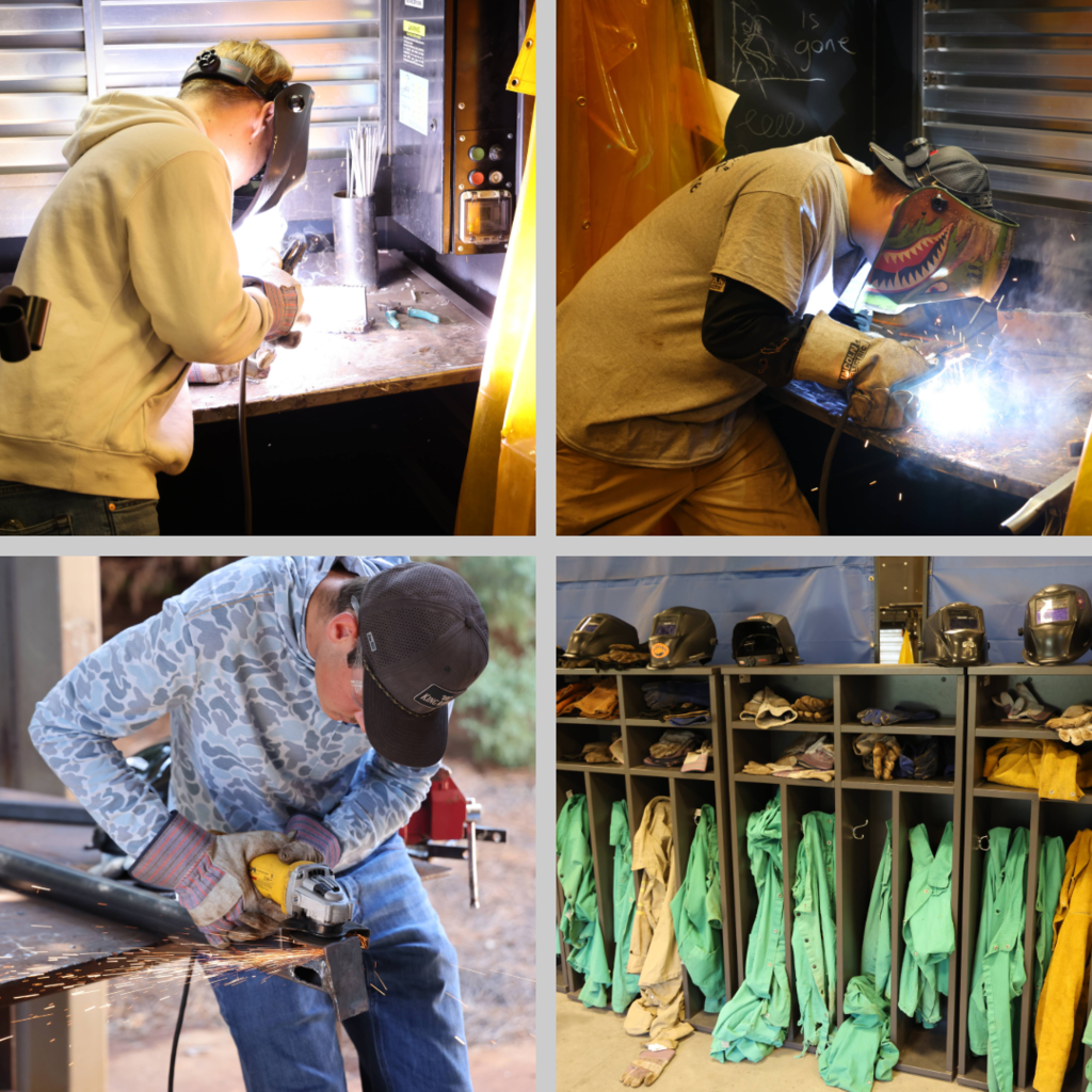Students welding in class