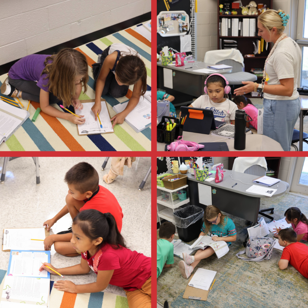 Students reading in class