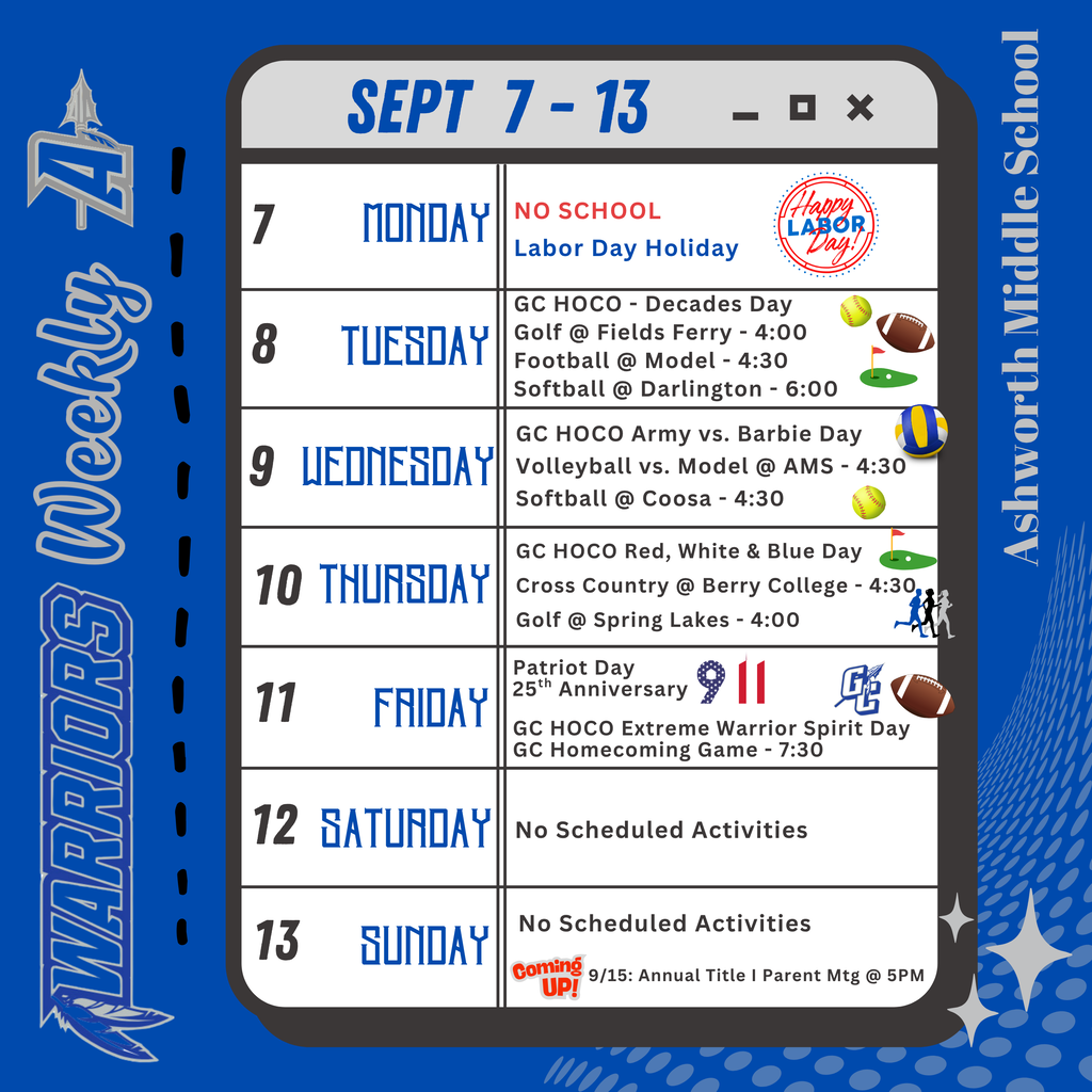 AMS Weekly Events: 9/7 - 9/13