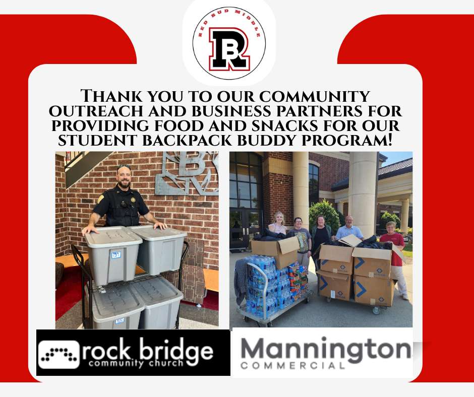 This is a photo collage of boxes of food products for the Backpack Buddy program.