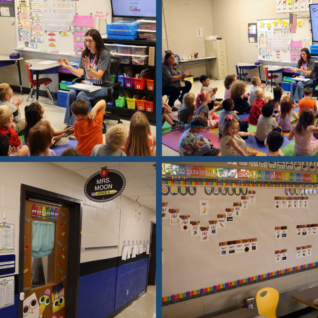 Teacher instructing students