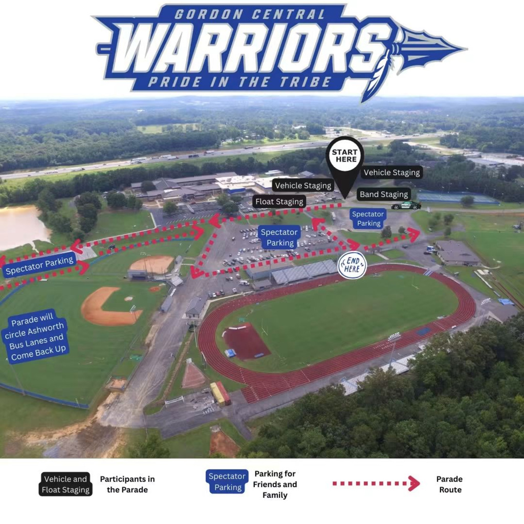 Homecoming Parade Route Visual Map