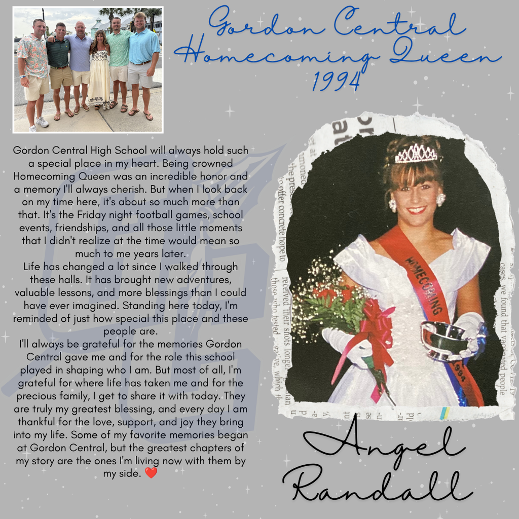 Photo and Bio of Angel Randall - 1994 Gordon Central Homecoming Queen