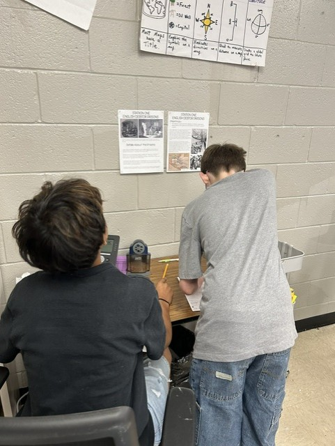 Students in Ms. Massengale’s and Mr. Peacock’s eighth-grade social studies classes worked in stations last week to learn more about the reasons that the Georgia colony was created.