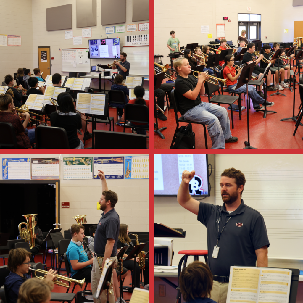 Band students playing instruments