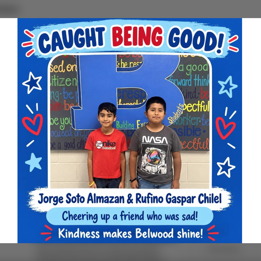 Two students at Belwood Caught being good for cheering up a friend.