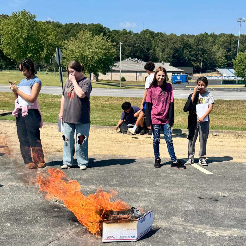 Students in Ms. Rusciano's Forensic Science class competing labs outside related to arson investigation with the help of the Gordon County Fire Department.