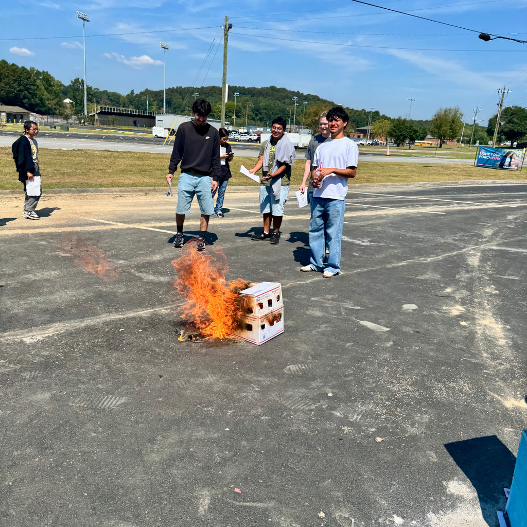 Students in Ms. Rusciano's Forensic Science class competing labs outside related to arson investigation with the help of the Gordon County Fire Department.