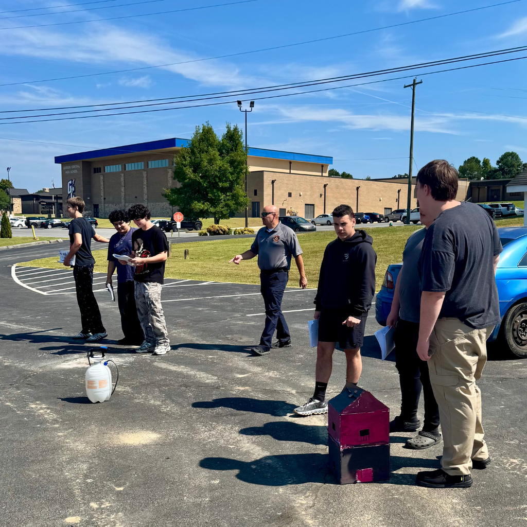 Students in Ms. Rusciano's Forensic Science class competing labs outside related to arson investigation with the help of the Gordon County Fire Department.