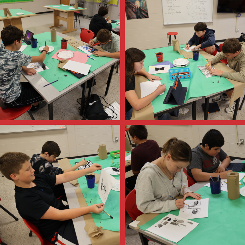 Students painting in art class