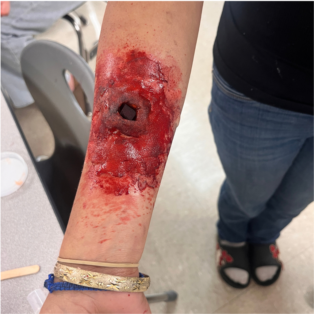 Mrs. Lee's Allied Health students practicing sterile wound care techniques